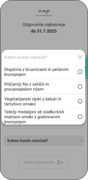 Vabilo izbira menuja